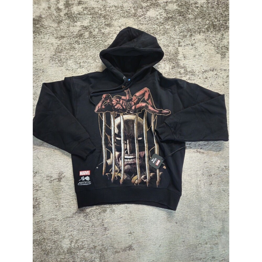 Marvel x Civil Regime Deadpool Wolverine Hoodie Mens Medium Black Pullover New